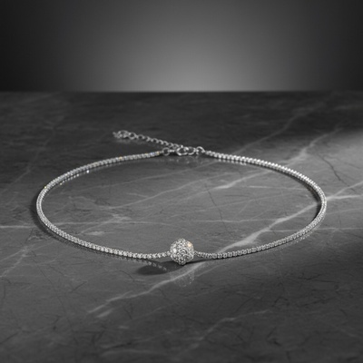 Presinsky Strieborný zirkónový choker s príveskom kvetina NZB106059
