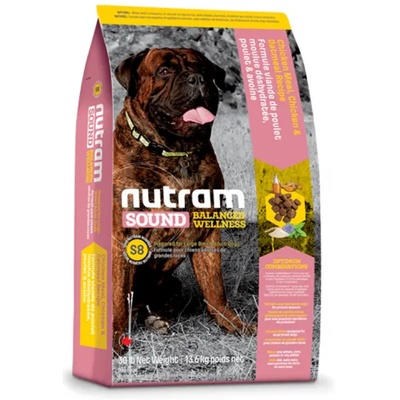 S8 Nutram Sound Balanced Wellness® Large Breed Adult Natural Dog Food, Рецепта с пиле, овес и моркови, за пораснали кучета от ЕДРИТЕ породи от 1 до 10 години, Канада - 13.6 кг
