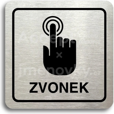 ACCEPT Piktogram zvonek - stříbrná tabulka - černý tisk