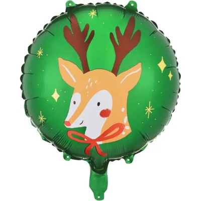 PartyDeco Фолиев балон - Коледно еленче, кръг, 45 см