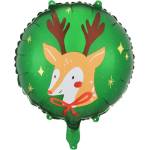 PartyDeco Фолиев балон - Коледно еленче, кръг, 45 см
