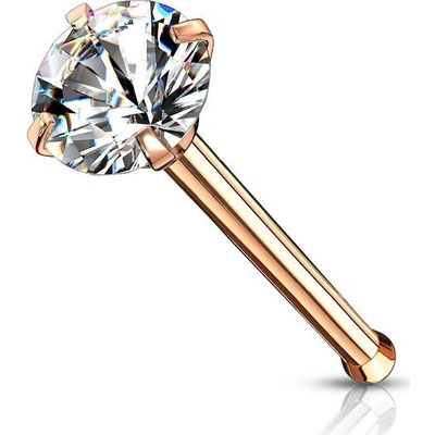 Šperky4U zlacený piercing do nosu čirý zirkon N0132RDC-020