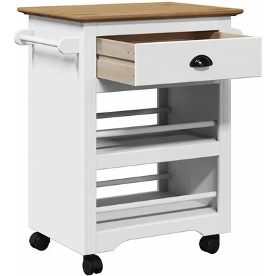 Servírovací stolek kolečka dřevo bílá hnědá NoBi NORMAN