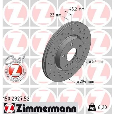 Brzdový kotúč ZIMMERMANN 150.2927.52 (150292752)