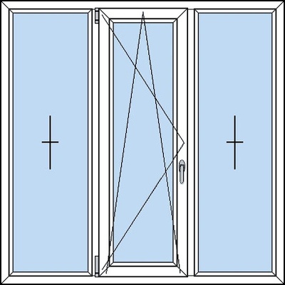 OknaDvereNaMiru.cz Trojkřídlé plastové okno + FIX 120 x 50 cm
