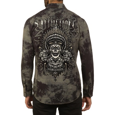 AFFLICTION мъжка риза affliction - gallatin - ОПУШЕНА МАСЛИНА - 110wv927-duov