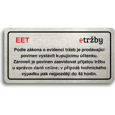ACCEPT Piktogram EET - běžný režim - stříbrná tabulka - barevný tisk