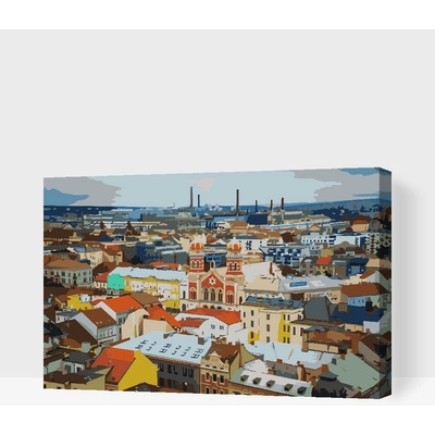 Painting Queens Malování podle čísel Výhled na město Plzeň 60 x 80 cm bez rámu PBN/CITYVIEWPILSEN/60 x 80/WO