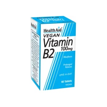 HEALTHAID Хранителна добавка витамин Б2, Health Aid Vitamin B2 - Riboflavin 100mg, 60tabs