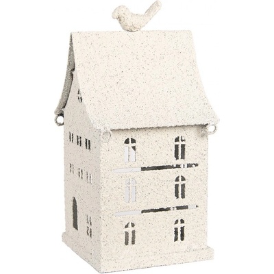 Béžový antik kovový svícen domek Vintage House - 14*15*28 cm - Clayre & Eef