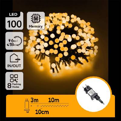 Aigostar - LED външна декоративна гирлянда 100xLED/3, 6W/230V/8 режима 10m IP44 топла бяла (AI2181)