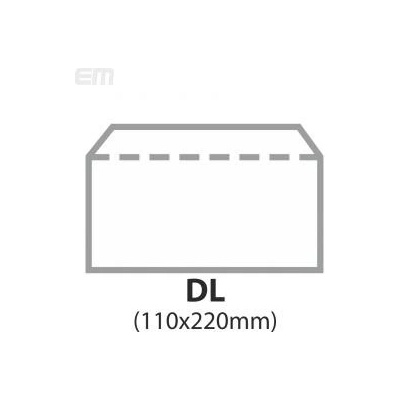Dopisní obálka DL, bílá 80g, 50ks, s páskou