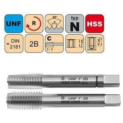 NÁSTROJE CZ Závitník sadový UNF 1/2"-20 I+III SADA 2B HSS DIN 2181 - 0305 - CZZ0305-UNF-1/2"-20-SD-2B