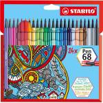 STABILO Комплект флумастери, Stabilo, Pen 68 ST6824-7, 24 цвята (ST6824-7)