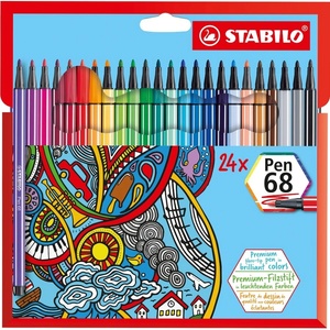 STABILO Комплект флумастери, Stabilo, Pen 68 ST6824-7, 24 цвята (ST6824-7)