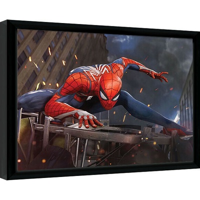 Rámovaný Obraz - Spider-Man - Stands on Ruins, 44.5 x 34.3 cm