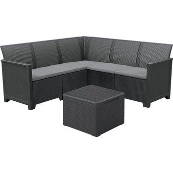 KETER EMMA CORNER 5 SEATER Set záhradný s úložným stolom, grafit/sivá