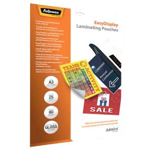 Fellowes Ламиниращо фолио FELLOWES A/3 Admire Easy Display 80 микрона гланцово самозалепващо се 25 броя 5601803 (5601803)
