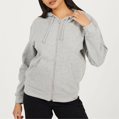 Brave Soul Суичър Brave Soul Classic Zip Through Hoodie with Pockets - Grey Marl