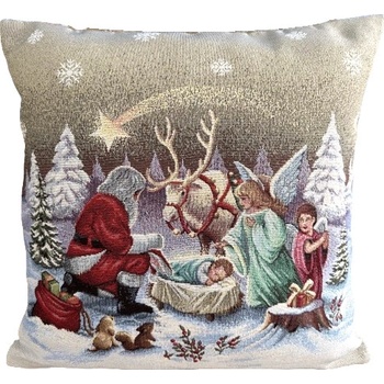 TEXICOP Vianočná gobelínová 1211 dieťa v jasličkách Bavlna Acryl Pes 45 x 45 cm