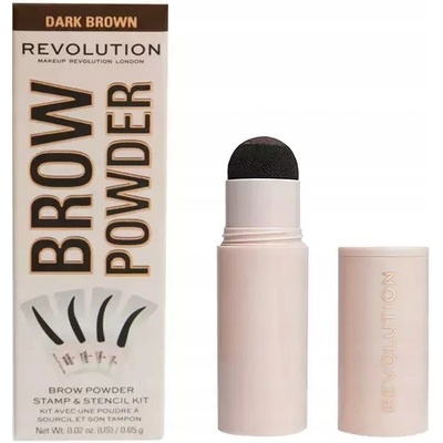 Makeup Revolution London Brow Powder Stamp & Stencil pudr na obočí se šablonami Dark Brown 0,65 g