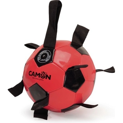 Camon hračka lopta z PU kože s úchytmi 21 cm čierno-červená