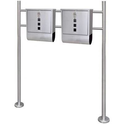 Двойна пощенска кутия на стойка, неръждаема стомана