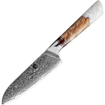 Santoku SaKuRo nůž z damaškové oceli White Resin 12,7 cm