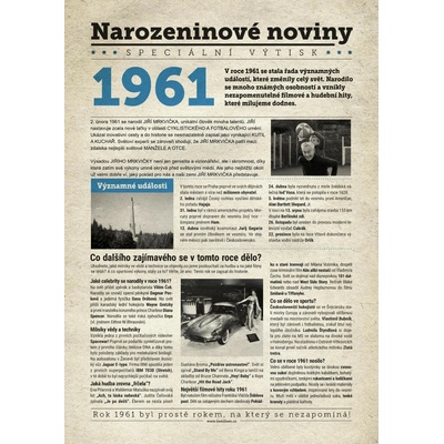 Narozeninové noviny 1961 s vlastní fotografií a textem S fotografií a textem