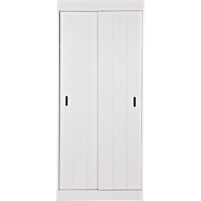 WOOOD Гардероб от бял бор с плъзгащи се врати 85x195 cm Row - WOOOD (378540-GOW)