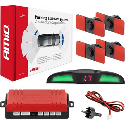 AMiO Sada parkovací asistent LED COB 4 senzory černá vnitřní 16,5mm