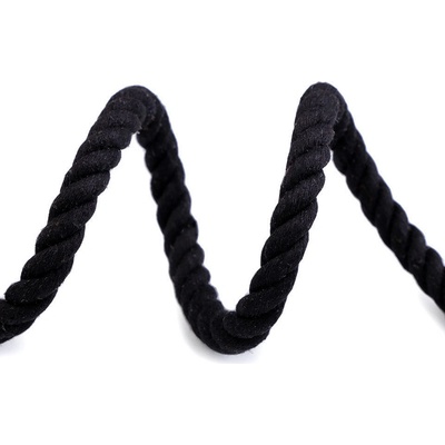 Bavlněná šňůra kroucená Ø10 mm tuhá, macrame Varianta: 3 černá, Balení: 1 m