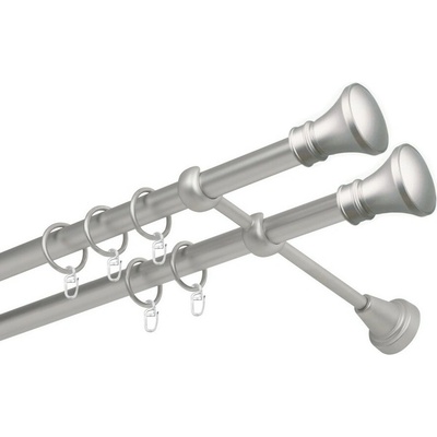 OK-GarnýžeCZ Garnýž kovová dvouřadá 19mm Koloseo double satina 100 cm do stěny / kroužky s háčkem