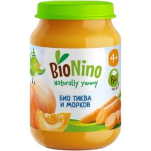 BioNino Био зеленчуково пюре BioNino - Тиква и морков, 4 м+, 190 g (BN2270) - baby