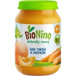 BioNino Био зеленчуково пюре BioNino - Тиква и морков, 4 м+, 190 g (BN2270) - baby