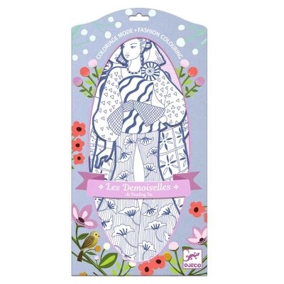 DJECO Комплект хартиени кукли за оцветяване - Лаура и приятели - 32см - djeco (DJ09550)