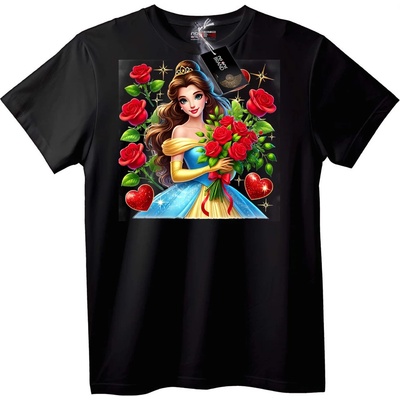 NOONEBRAND Тениска Бел с рози - L, Black