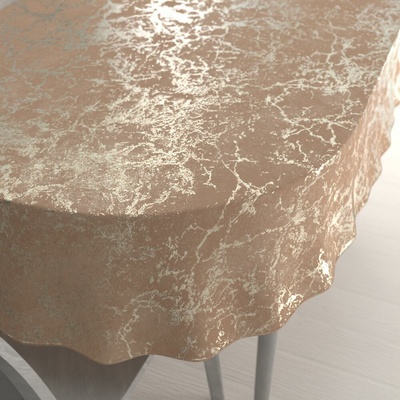Biante Zamatový oválny obrus Isabela IBL-016 Zlatý mramor na púdrovo béžovom 80x120 cm