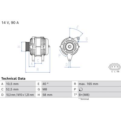 Alternátor BOSCH 0 986 087 190 (0986087190)