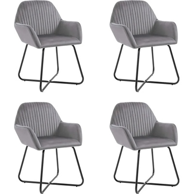 vidaXL Трапезни столове, 4 бр, сиви, кадифе (277009)