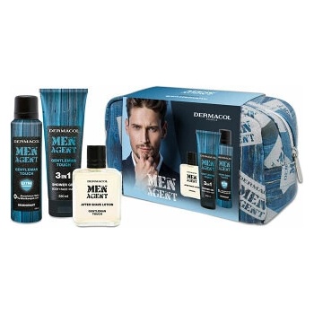 Dermacol Men Agent Gentleman Touch 3v1 pro muže sprchový gel 250 ml + deospray 150 ml + voda po holení 100 ml + kosmetická taška dárková sada