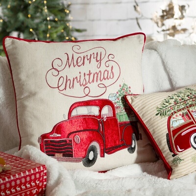 Eurofirany Vianočná autíčko 3 biela Polyester 45 x 45 cm