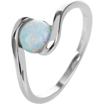 Bealio stříbrný prsten SOLITÉR bílý OPÁL 03 12592 3293