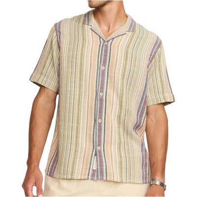 Revolution Мъжка риза с копчета Revolution Cuban Shirt Striped S/S Shirt - Army (033-3267-0111)