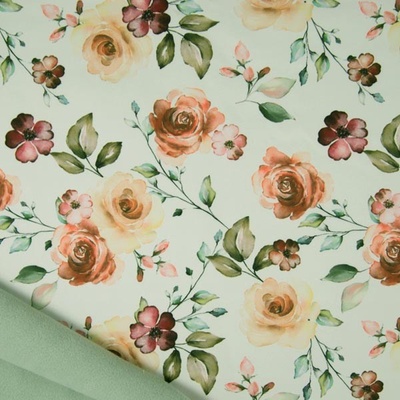 Softshell zelený, růže, š.145