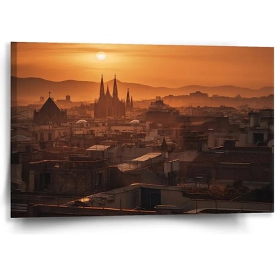 Sablio Obraz Barcelona Night Skyline - 60x40 cm