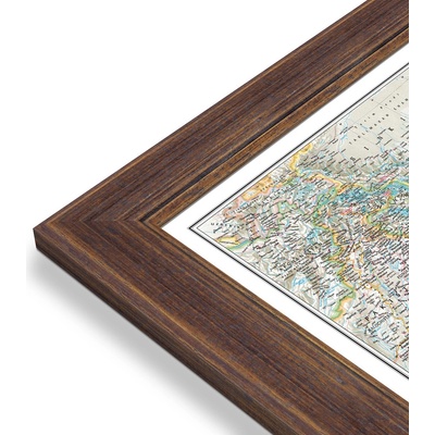 National Geographic Indie - nástěnná mapa Classic 60 x 76 cm Varianta: mapa v dřevěném rámu, Provedení: Volta ořech