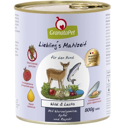 GranataPet 6х800г Adult Liebling's Mahlzeit GranataPet, консервирана храна за кучета - с дивеч и сьомга