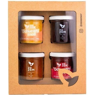 ZEZEM Dárkový balíček: 4x džem 150g 1. + 2. džem: Jahoda + Kiwi, 3. džem: Mango, 4. džem: Malina