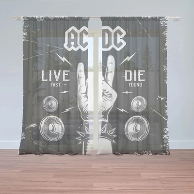 Sablio Záclony ACDC Live fast, die young: 2ks 150x250cm